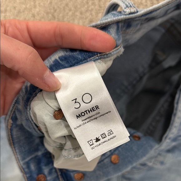 MOTHER Blue Straight Jeans with Vintage Distressed Look - Picture 3 of 5